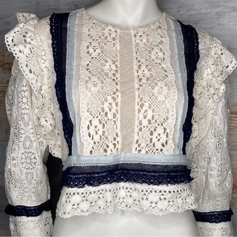 Scarlet tie back blouse- hand made lace. Real hand made lace.